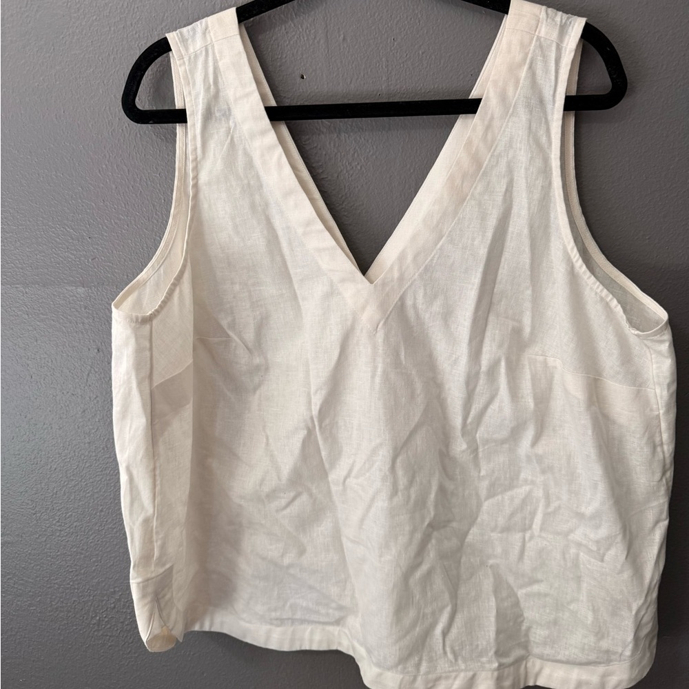 Madewell White Button Back Top 1X